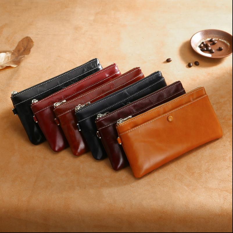 

genuine real cowhide leather wallets handbag business card holder coin purse pocket women men long zipper wristlet clutch, Red;black
