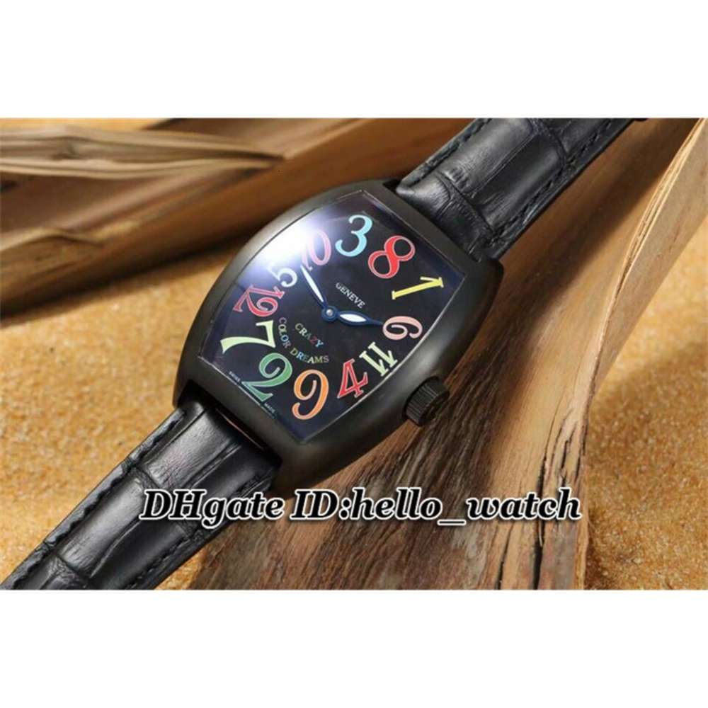 

High Quality Cheap New Crazy Hours Color Dreams 7851 SC COL DR Automatic Watch Black Dial Leather Strap Mens Watches, Slivery;brown
