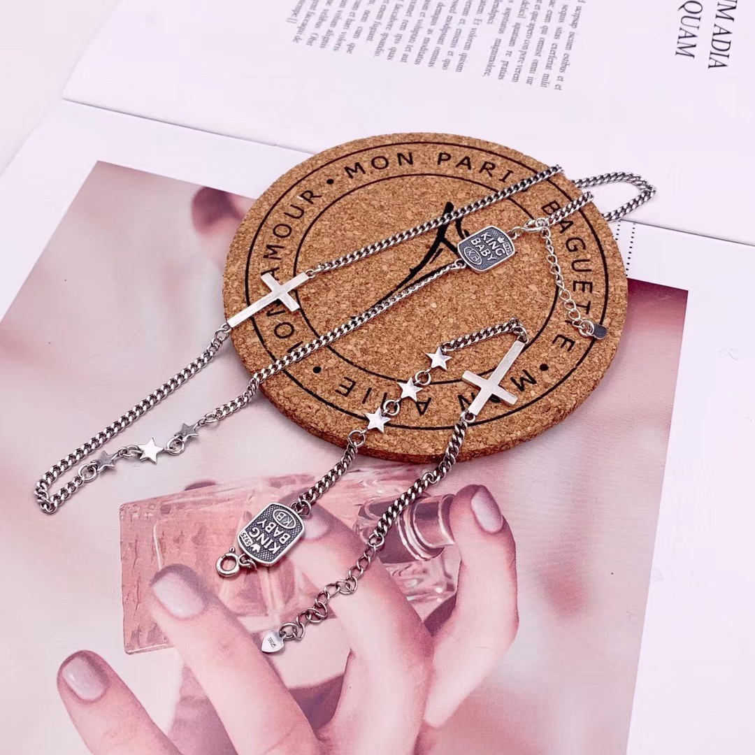 

Fashion Personality S925 Sterling Silver Cross Designer Necklaces Pentagon Necklace Women Short Bracelet