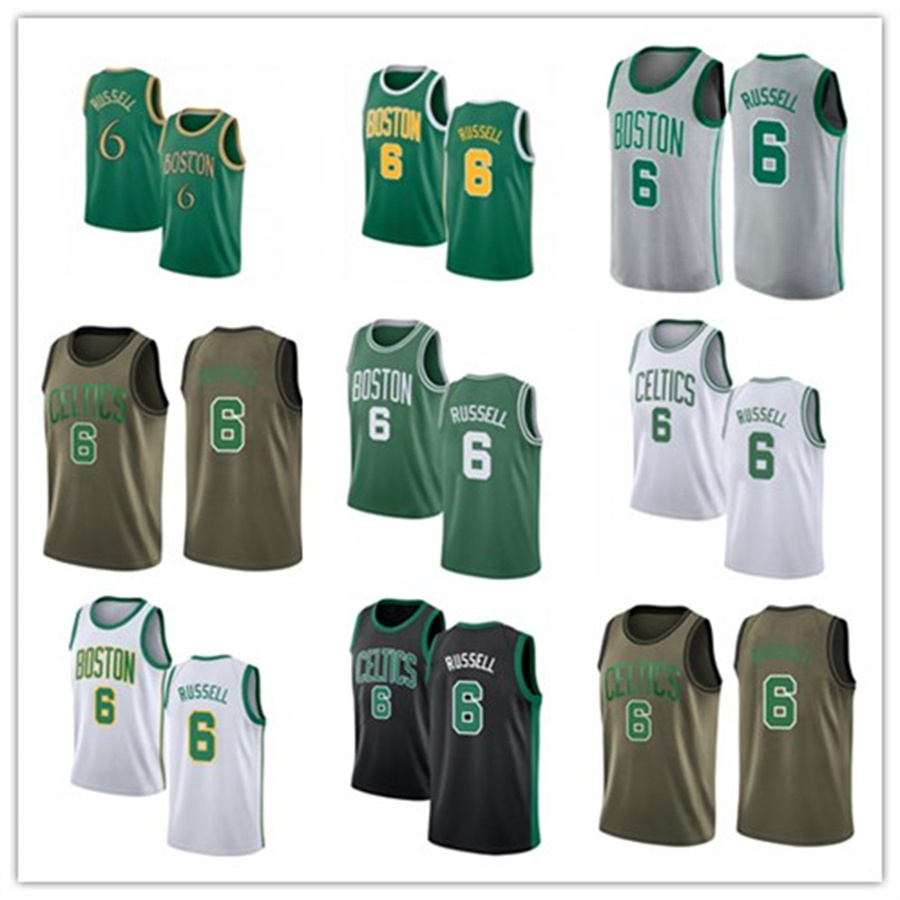 

2021 Bill custom men women youth 6 Russell Boston Celtic basketball jerseys red Blue jersey leave number name, Black;red