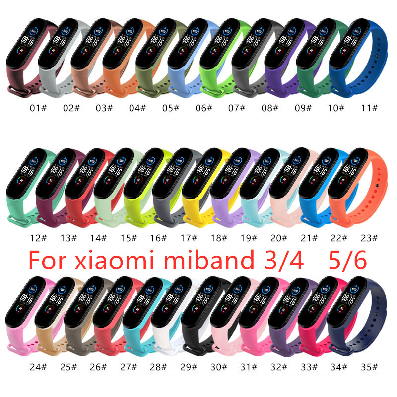 

35colors Strap For Xiaomi Mi Band 6 5 4 3 Nfc Silicone Wristband Bracelet Replacement For Xiaomi Band 6 MiBand 5 4 3 Wrist Color TPU Strap