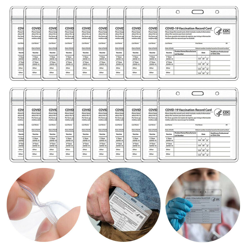 

Vaccination Record Card Holder Files CDC Vaccinate Cards Protector Cover 4x3 inch Clear Sleeve Waterproof PVC with Zip Business Files(Cards Holders Only)