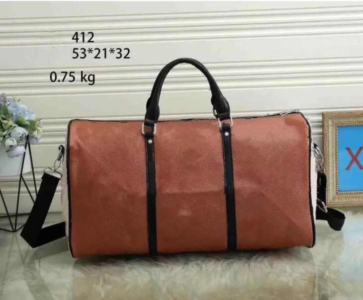 

High quality two-color stitching fashion travel bag big flower men women duffle leather luggage handbags large capacity sport 53cm portable multicolor, Customize