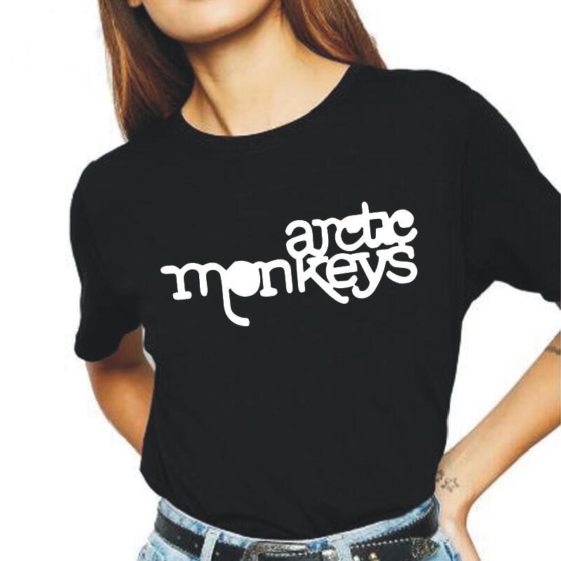 

Summer Women Tshirt Short Sleeve Hipster Funny Arctic Monkeys Letter Print Shirt Tee Femme Loose Casual Tops Women' T-Shirt, Black