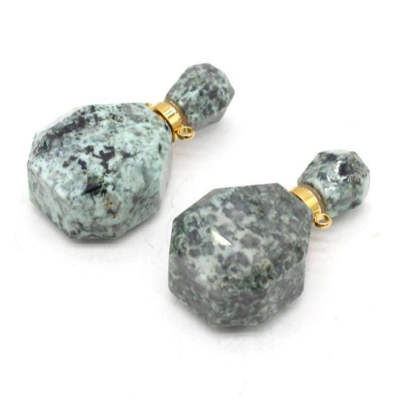

Charms 2021 Natural Stone Rough Perfume Bottle Pendant Jewelry For Making DIY Necklace Accessories Exquisite Gifts Size 20x37mm, Bronze;silver