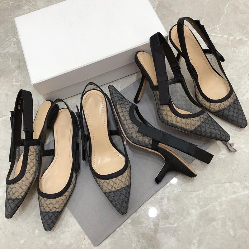 

Dress Shoes Point Toe High Heels Pumps Spring Summer Brand Design Thin Women Luxury Black Mesh Female, 9.5cm