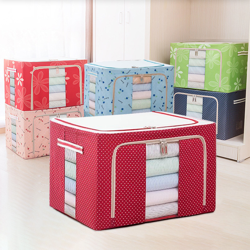 

Large 100L steel frame storage box Oxford quilt bag foldable clothes sorting