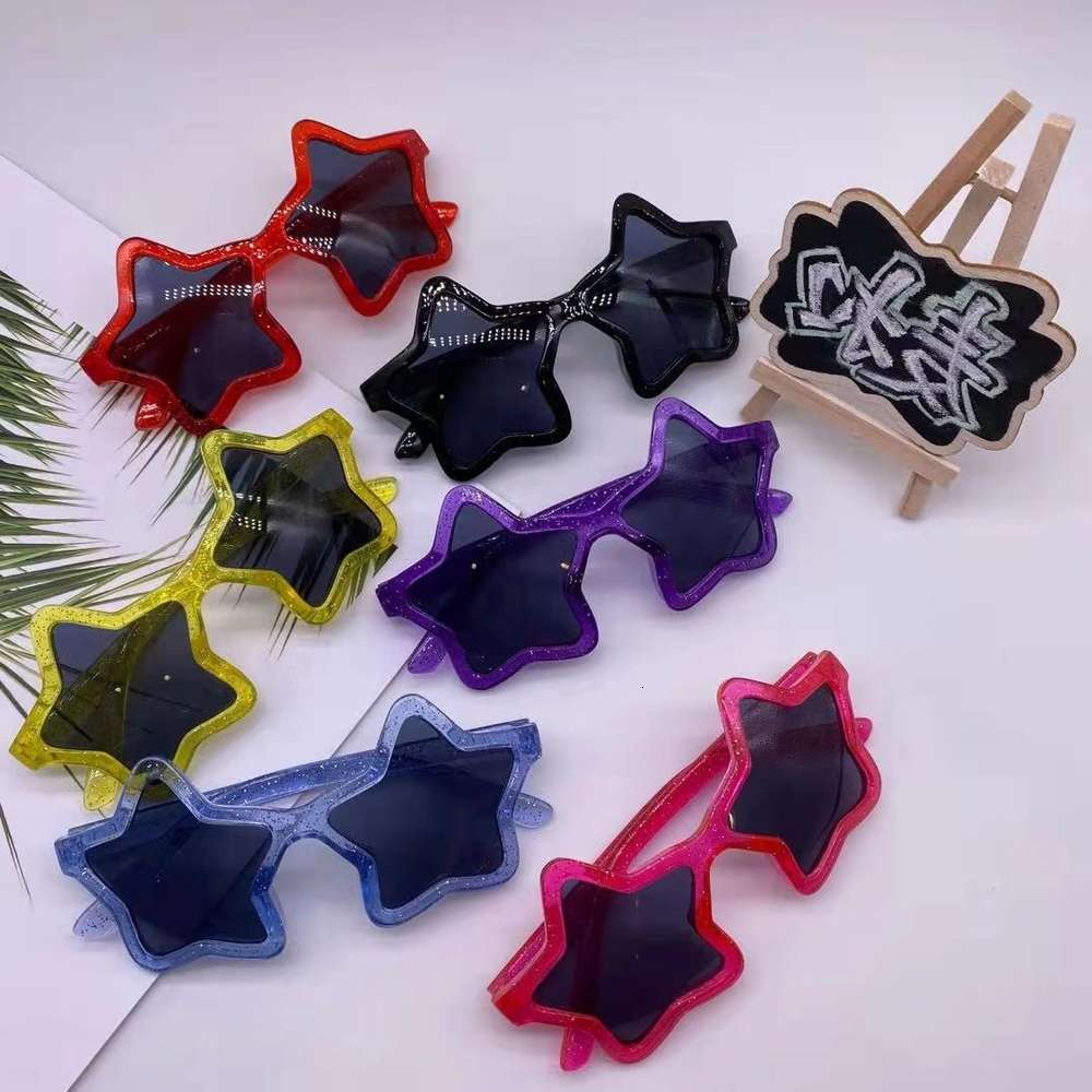 

sunglasses flash powder fashion sunglasses children's personality Pentagram decorative glasses UV400, Blue