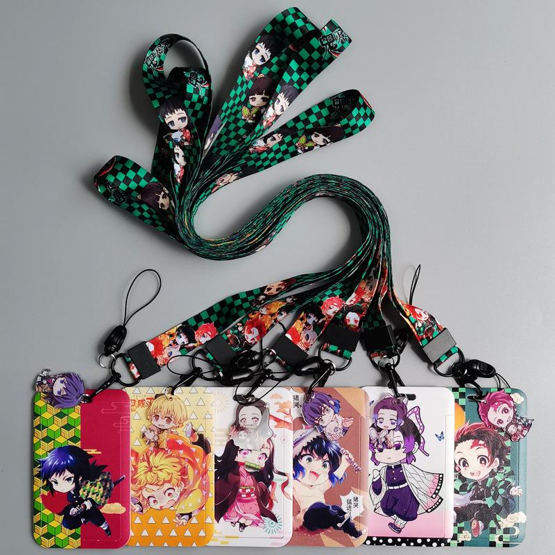

Keychains 20pcs/lot J2904 Multiple Styles Anime Lanyard Keychain Keys Badge Phone Rope With Card Holder Cover