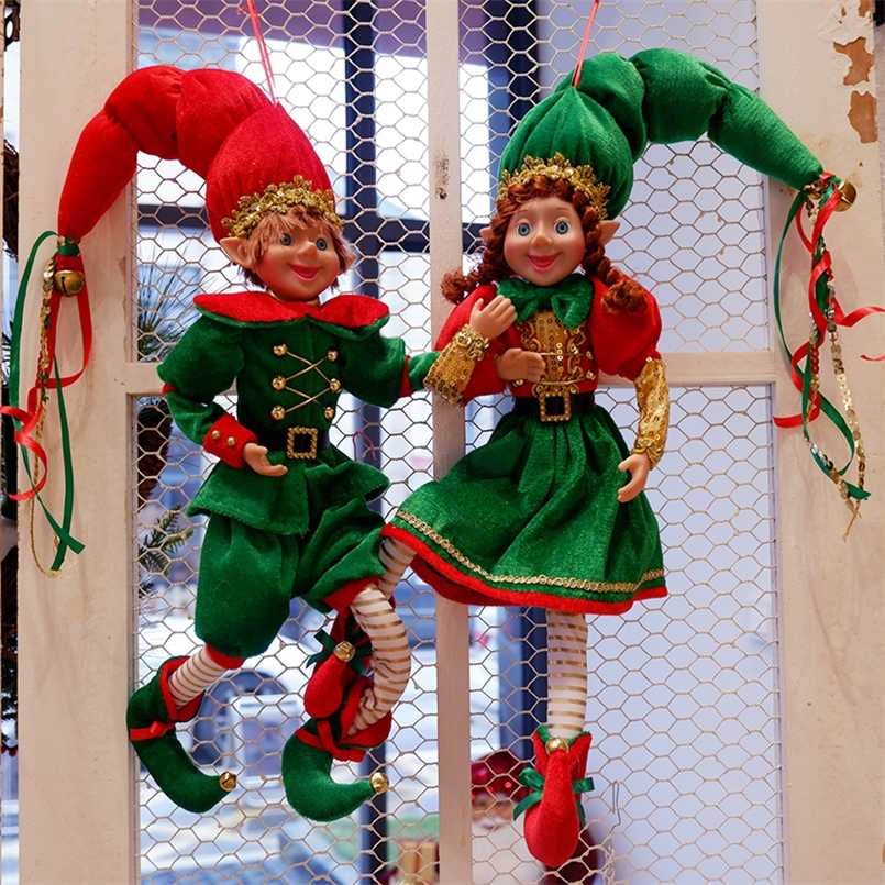 

ABXMAS 1Pair Elf Plush Toys For Home Decor Couple Elves Holiday Dolls Year Gift Kids Christmas Decoration Navidad Natal Xmas 211021