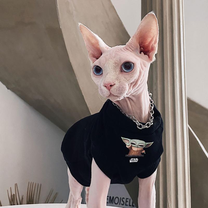 

Cat Costumes Sphinx Clothes Winter Warm For Kitten Sphynx Plus Velvet Cotton Fashion Print Clothing Sphinksu Suit Jacket