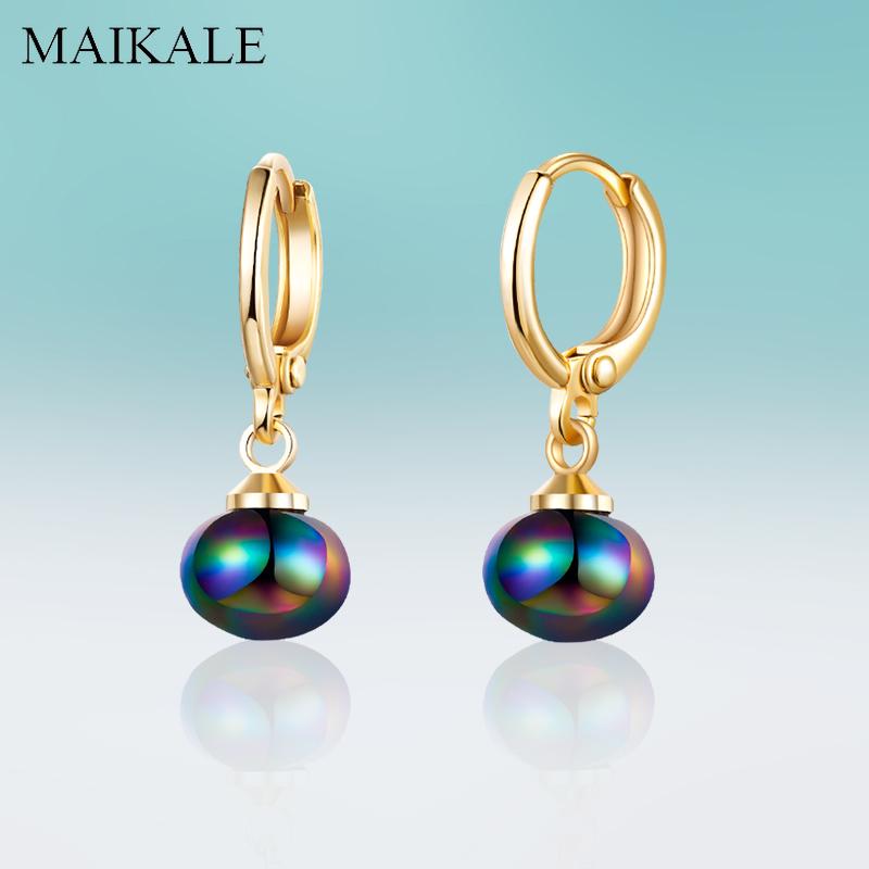 

Dangle & Chandelier MAIKALE Fashion Gold Earring For Women Colorful Pearl Drop Earrings Jewelry Gift Korean Wholesale, Silver
