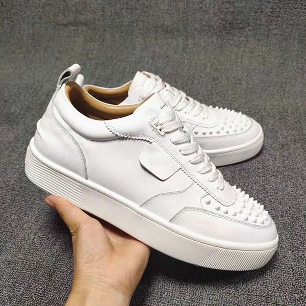 

Dio Red Bottom shoe Low Cut Suede Happyrui spike For Men platform Shoes Party Wedding crystal Leather Sneakers wmk0002