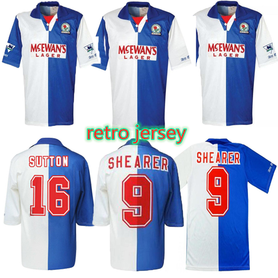 

1994 1995 Blackburn Rovers retro soccer jersey 94 95 home away Alan Shearer Sutton Hendry SHERWOOD BERG vintage classic football shirt, Black