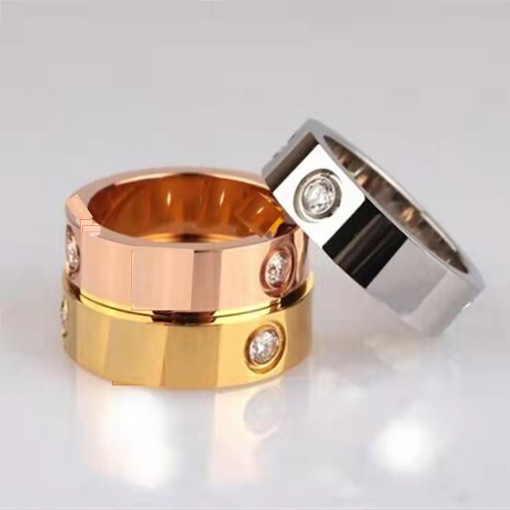 

2022 Fashion Sliver Gold Stanless Steel Ring With Diamond Crystal For Men Girls Women Couple In Wedding Promise Rings