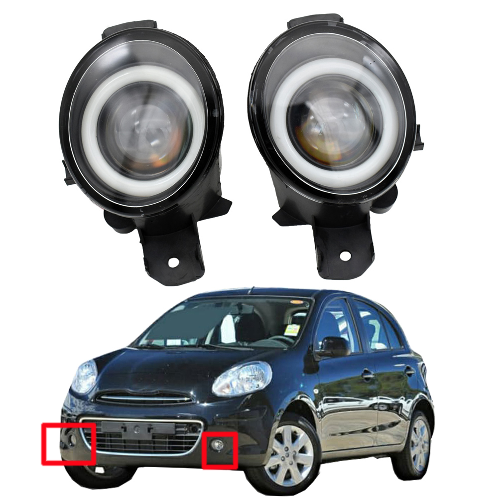 

2 Pieces Fog-Lights LED DRL high quality Angel Eye 12v H11 Fog light for Nissan Micra March 4 IV (K13) Hatchback 2010-2018
