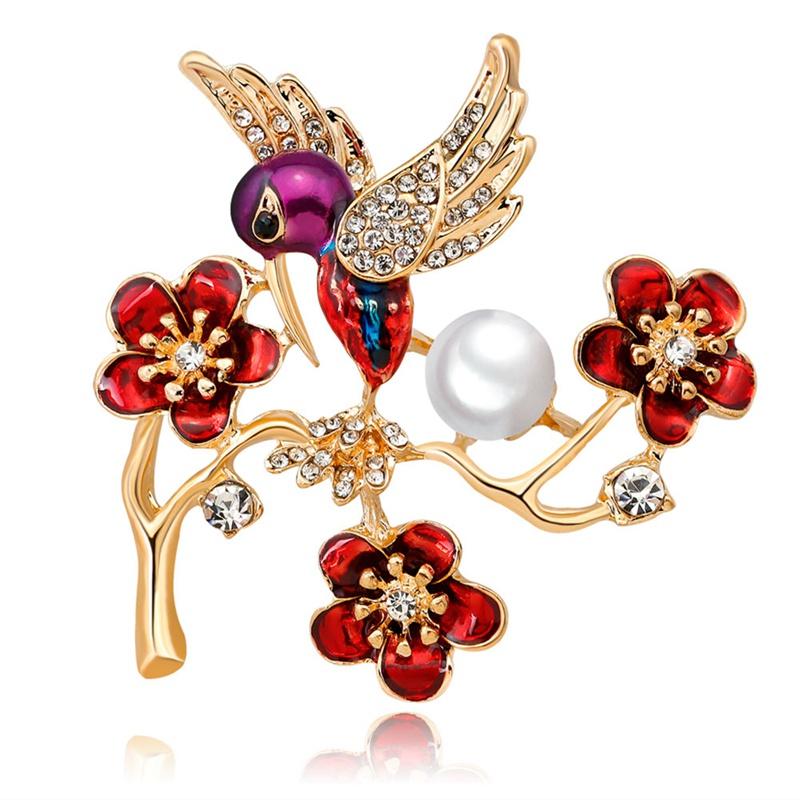 

Pins, Brooches 2021 Fashion Animals Brooch Pins Bird Flower For Women Crystal