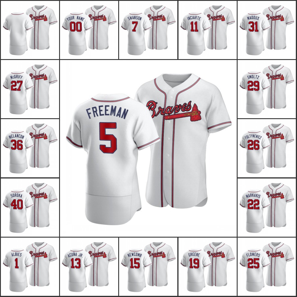

AtlantaBraves Baseball Jersey 13 Ronald Acuna Jr. 15 Sean Newcomb 25 Tyler Flowers 5 Freddie Freeman Women Youth Custom Authentic, Black