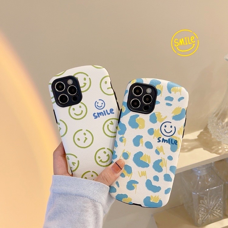 

Hanfeng smiling face Apple 13 mobile phone case xsmax all inclusive for 11 mobile phone cases 12 soft cases 8plus fine hole XR female, Oval multiple green smiling faces