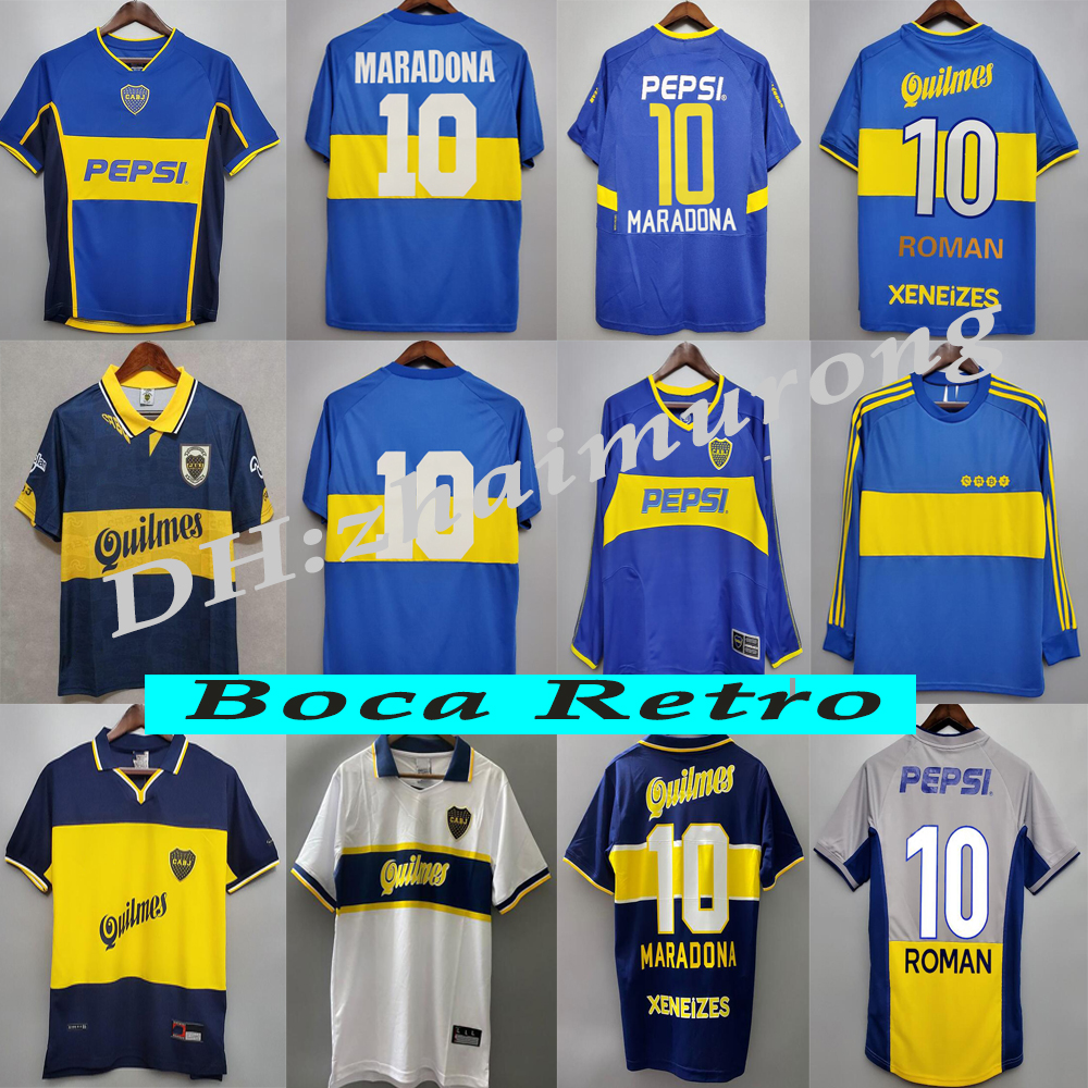 

Boca Juniors 1981 1997 Retro Jerseys Classic Vintage MARADONA short sleeve and Long sleeves Soccer jersey 99 00 03 04 ROMAN Maillot De Foot football shirt, 99/00 home