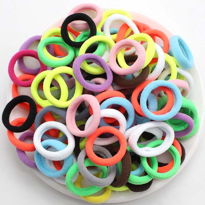 50pc/lot Kids Candy Color Rope Elastic Scrunchie Bands Mini Rings Rubber Band for Girls Princess Hair Accessories-image-705766433