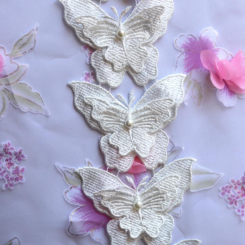 

Ribbon H625 Butterfly Pearl Lace Trim Polyester Wedding 3D Flower Diy Handmade Shoes Sewing Accessories Supplies Crafts, Pink;blue