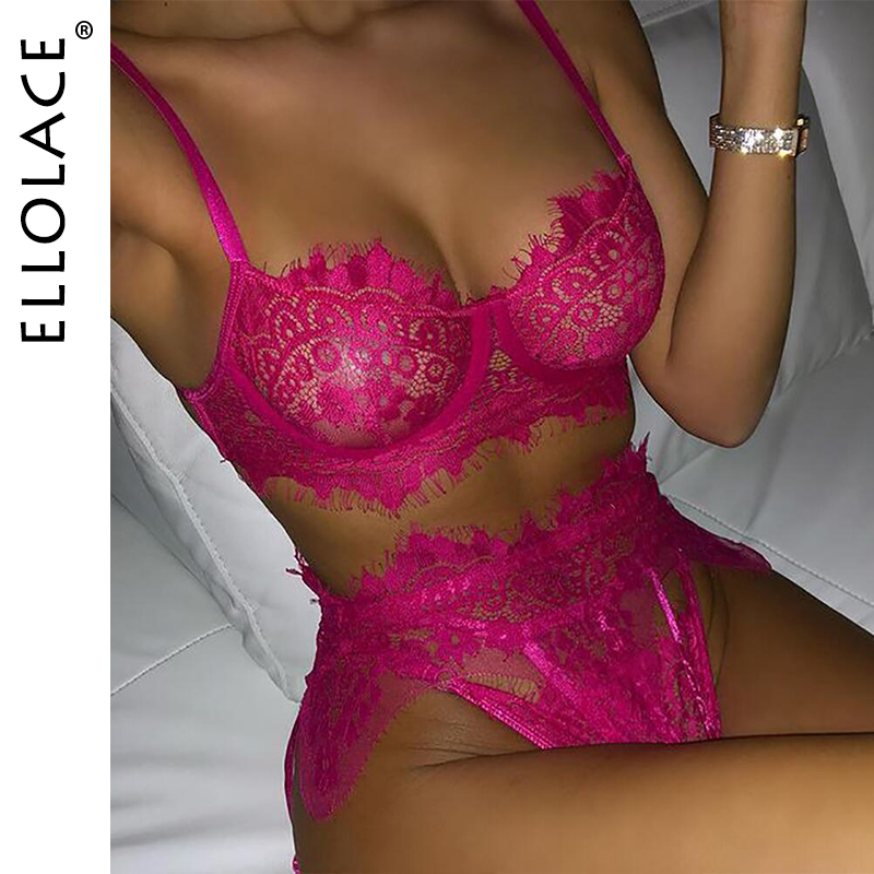 

Lace Womens Underwear Lingerie Bra Set Erotic Lingerie Underwear Women Set 3 Piece Set Lace Bra Hot Sexy Lingerie, Red
