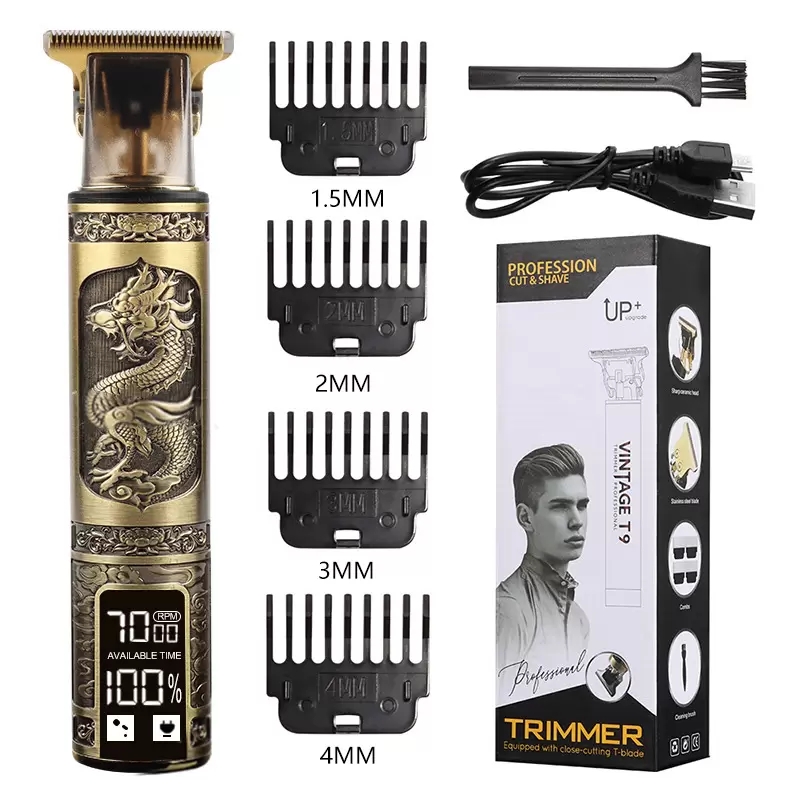 Hair Clipper Electric Razor Men Steel Head Shaver Hair Trimmer Gold with USB Styling Tools
