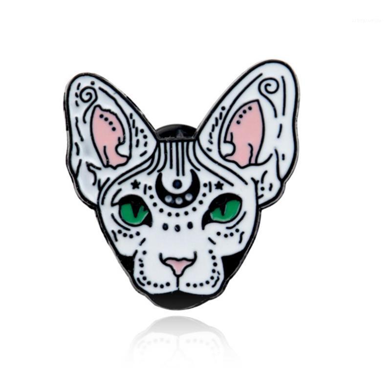 

Pins, Brooches Cute Sphynx Cat Lapel Pins Lovely Hairless Enamel Pin Floral Buttons Badge Creative Animal Accessory Meow Gift For Her, Gray