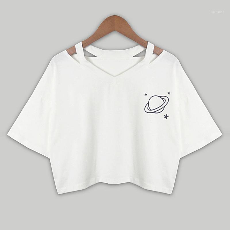 

Women' Blouses & Shirts Female Girl Clothing Fashion Bluz LJ2021 Women Shirt Casual Short Sleeve Print V-Neck Polyester Blouse Top Sexy, White