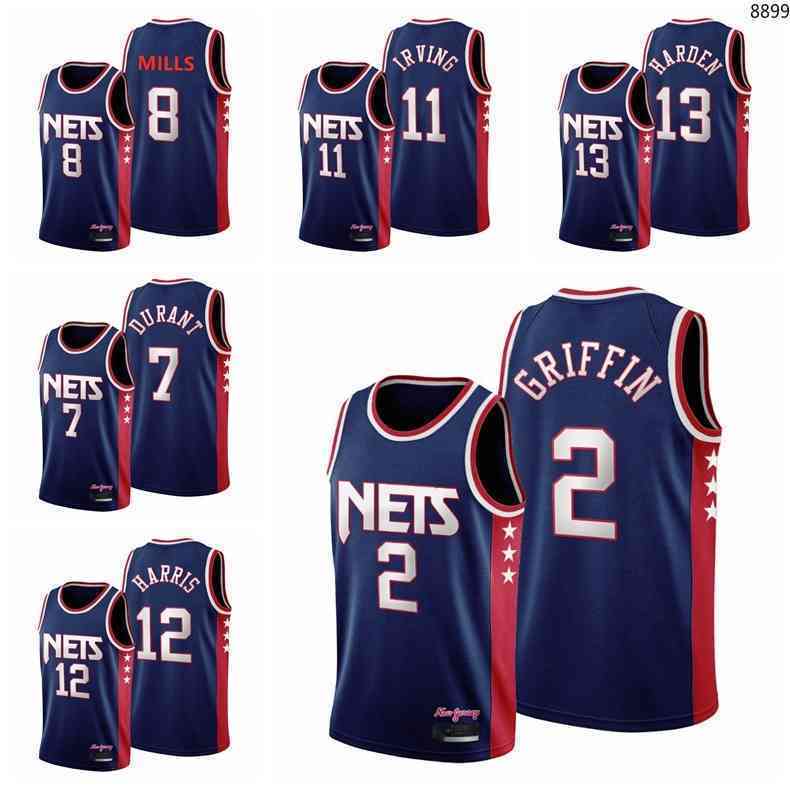 

Brooklyn's Nets's Men NBA's Basketball Kevin Durant 7 James Harden 13 Kyrie Irving 11 Griffin Joe Harris Navy Edition City Jersey, Custom name number