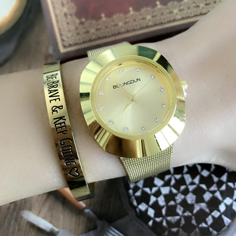 

Wristwatches 2021 Unisex Watch Originals Brands Luxury Fashion Stainless Steel Mesh Bracelet Watches Oval-Shaped Dial Lovers, Woman