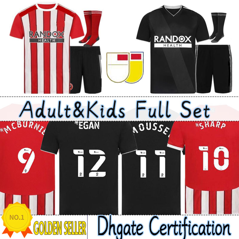 21/22 Jerseys de football Sheffield Berge Mousset Utd 2021 2022 McBurnie Lundstram Fleck Norwood Sharp Men Kids Adult Kits Kits Football Shirt Th
