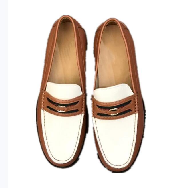 

Fashion spring and autumn men's casual dress shoes low heel white brown