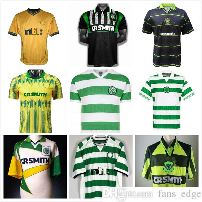 

1991 1992 1995 1996 1997 1998 1999 2005 2006 Celtic retro soccer jerseys LARSSON NAKAMURA JOHNSON Classic Vintage football Sports shirts, Black;yellow