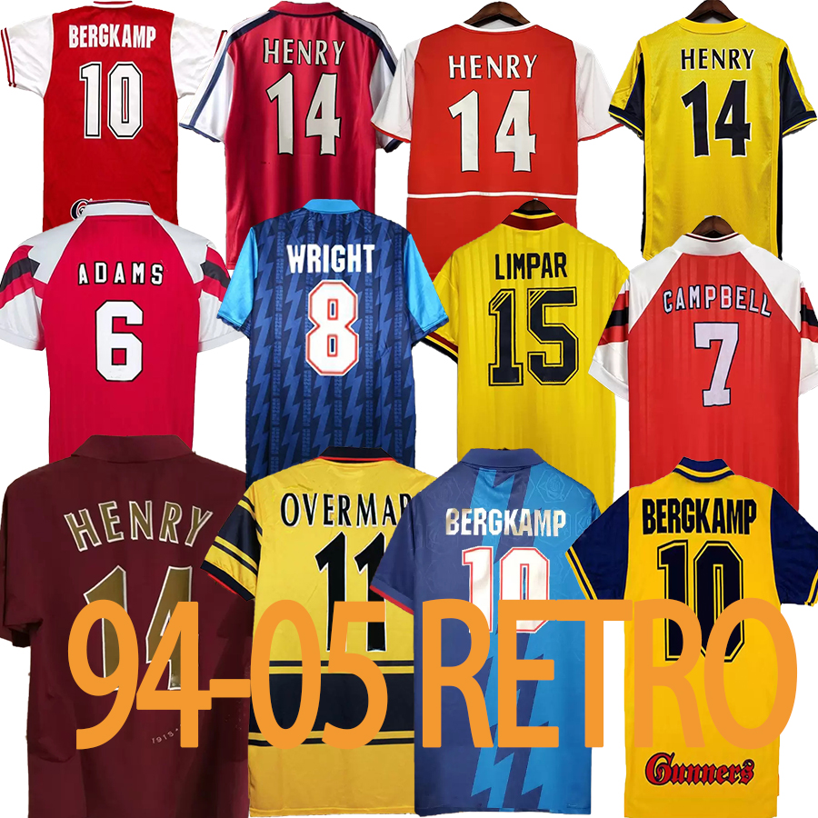 

1995 96 Retro WRIGHT Soccer Jersey BERGKAMP 97 98 99 Football shirts ADAMS OVERMARS 2000 01 02 03 HENRY PIRES 04 05 06 07 08 REYES KANU 11 12 vintage