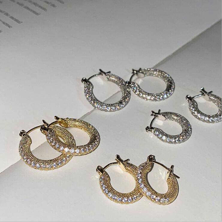 

2021 high-end luxury full diamond Hoop & Huggie female circle design party to send lover earrings jewelry non-fading gift