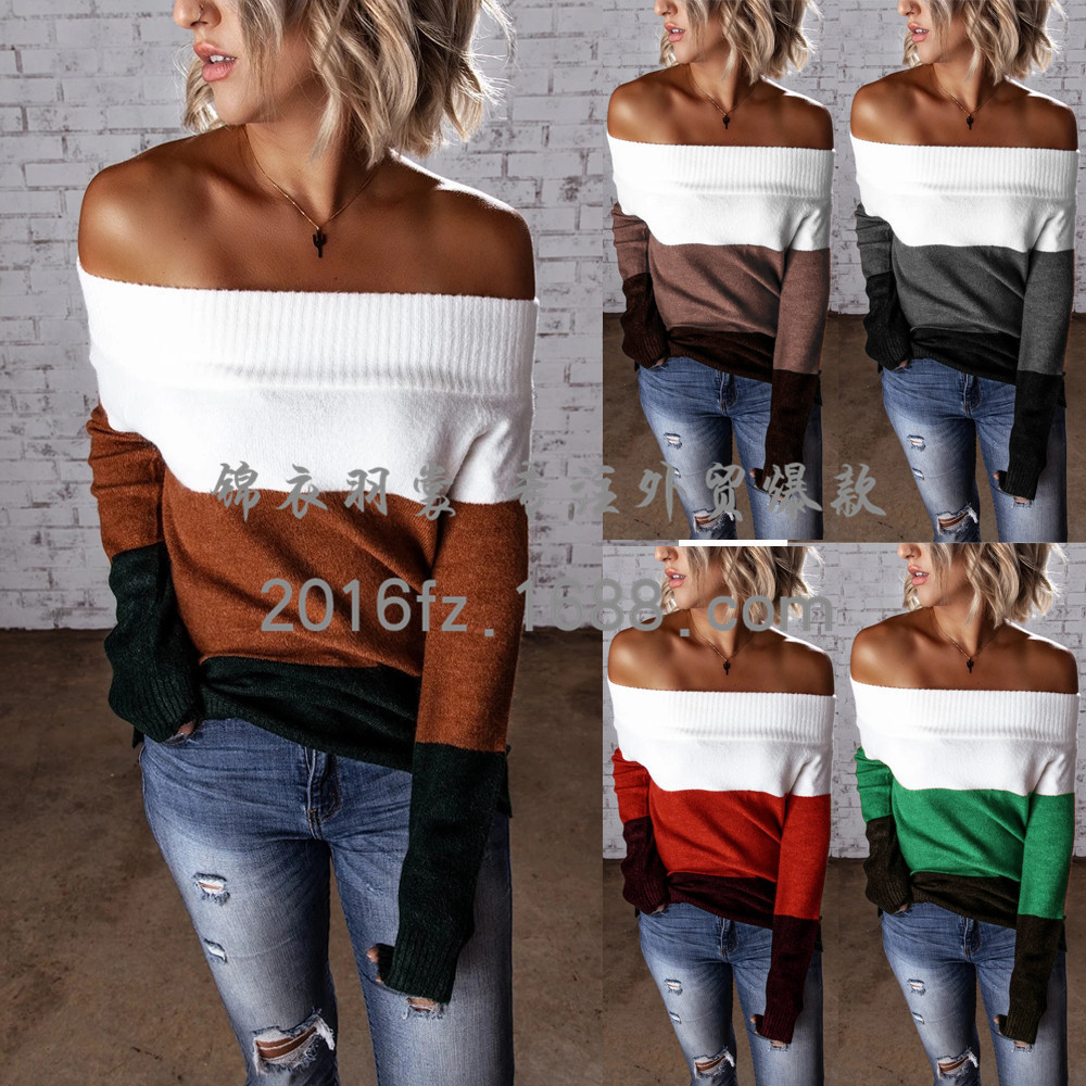 Nouvelles femmes en automne hiver 2021 avec le cou droit et le pull ajusté mince