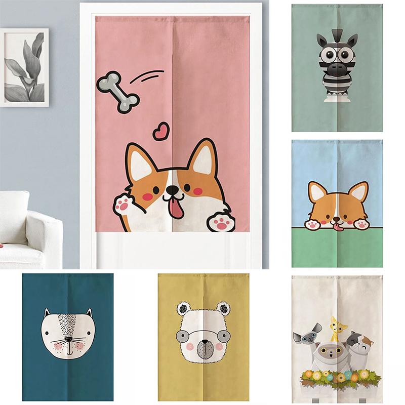 

Cute Cartoon Children Room Door Curtain Half Panel Home Decoration Partition Blackout & Drapes