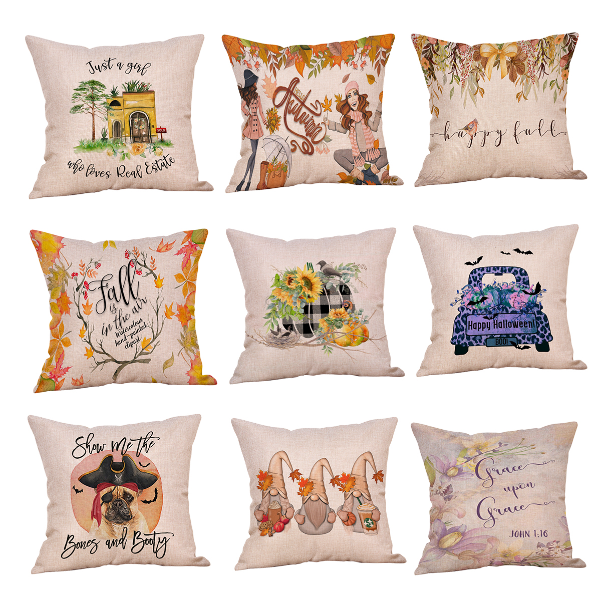 

Linen Farmhouse Pillow Case for Home, Bed Throw Pillows Covers Decorative, Couch Cushions Wedding Sofa Party Gifts No Pillow Insert, Option