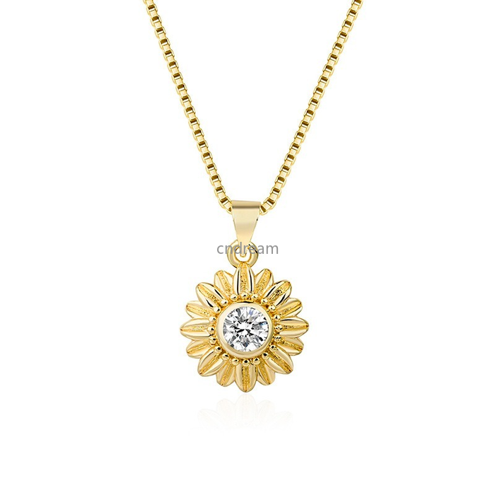 

Flower Necklace Diamond Daisy Rose Gold Chain Necklace Women Girls Fashion Jewelry Will and Sandy, Silver