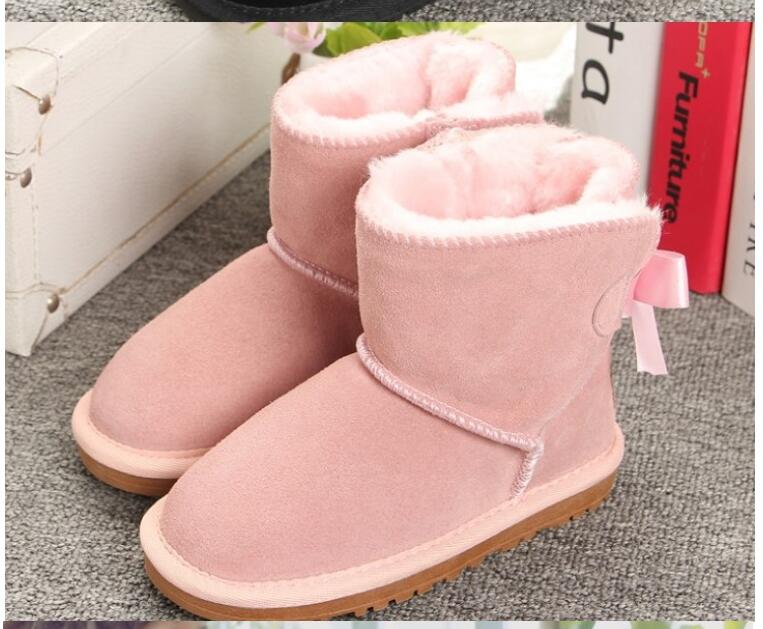 

2021 Genuine Leather Australia Girls Boys Ankle Winter Boots For Kids Baby Shoes warm ski toddler boot for baby Fashion Wgg new botte fille eu21-35
