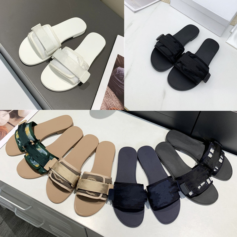 

2021 Summer Womens Sandals Home Slippers Slide Designer Fashion Embroidery Flat Rubber Luxury Slipper Alphabet Flip Flops Beach Shoes, Foam