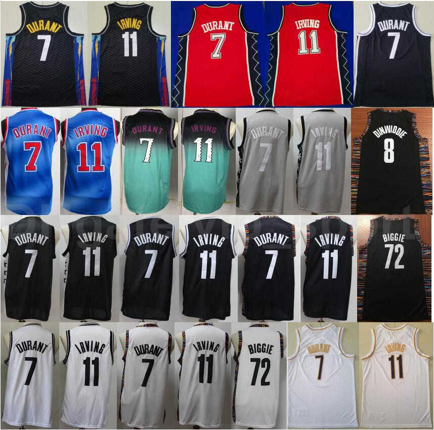 

Basketball Edition Earned City Kevin Durant Jersey 7 Kyrie Irving 11 Biggie 72 Spencer Dinwiddie 8 Stitched Black White Green Top Quality, Only 7 and 11