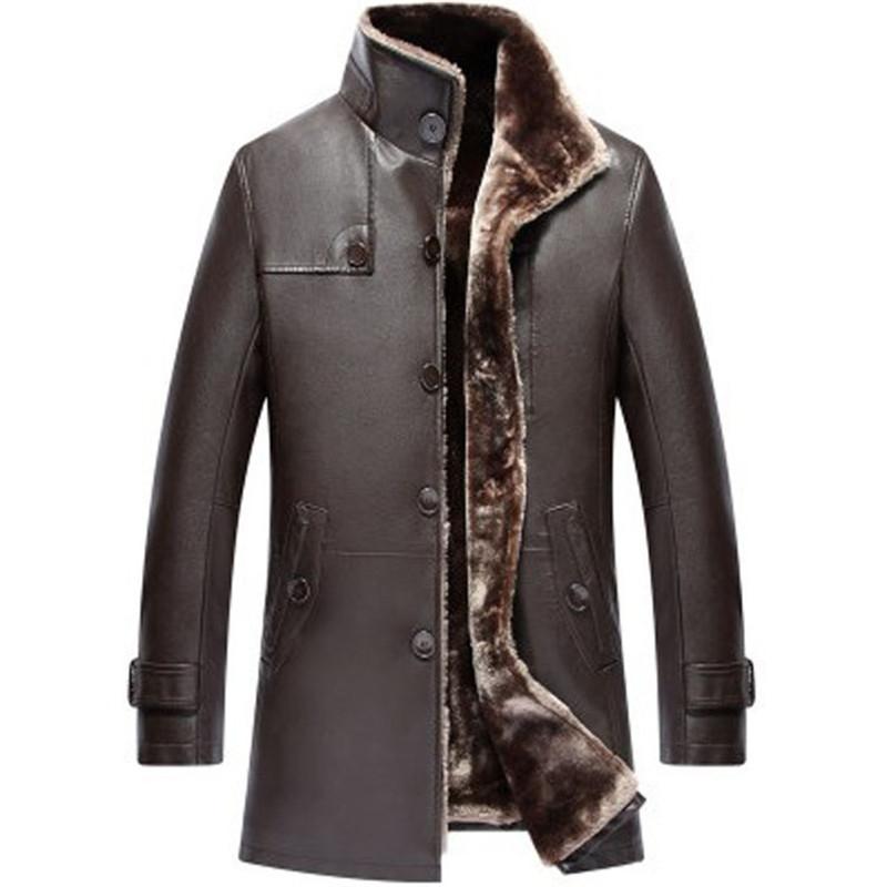 

Men's Jackets Fashion Genuine Sheep Leather Natural Coat Winter Parka Real Fur Long Plush Thick Oversize Sheepskin For Man, Black;brown