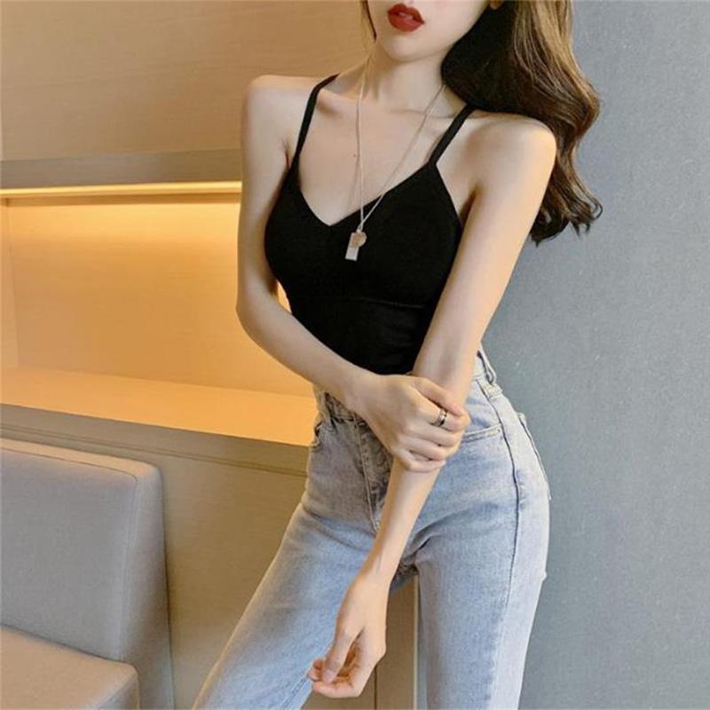 

Gym Clothing Kyncilor Sports Bra Retro With A Long Body-shaping, Chest-wrapping, Chest-padding, Beautiful Back Suspender Vest, Black