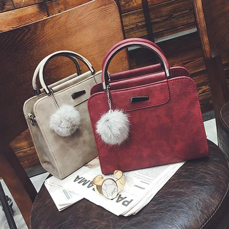 

Evening Bags Handbag Women Casual Tote Bag Female Large Shoulder Messenger High Quality PU Leather With Fur Ball