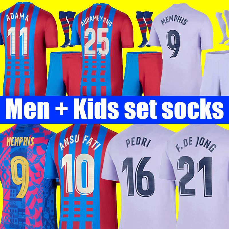 

Camisetas de football MEMPHIS PEDRI ADAMA AUBA soccer jersey FERRAN home away 21 22 ANSU FATI 2021 2022 F. DE JONG DEST DAVI ALVES kit shirt men kids sets socks, Home men