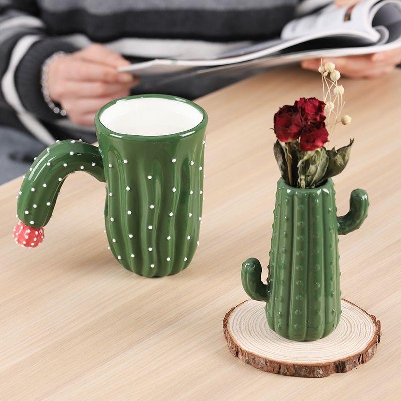 

Mugs 400ml Creativity Cactus Mug With Spoon Cute Milk Coffee Cup Personality Home Decoration Gift For Friend And Family