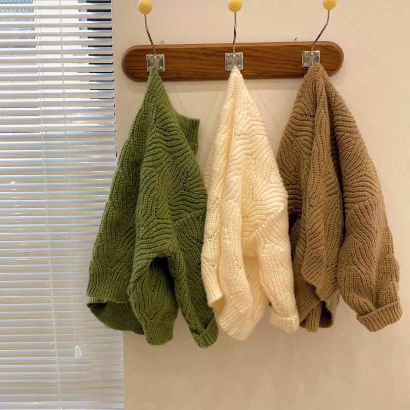 

Pullover 2021 Girls Boys Knitted Sweaters Winter Fashion Kids Sweater 1-7 Years, Green